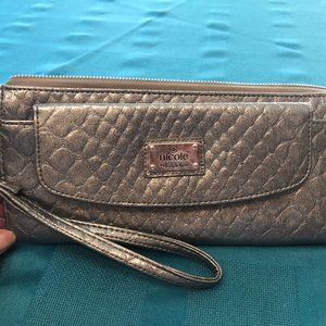Nicole Miller Pewter wristlet wallet